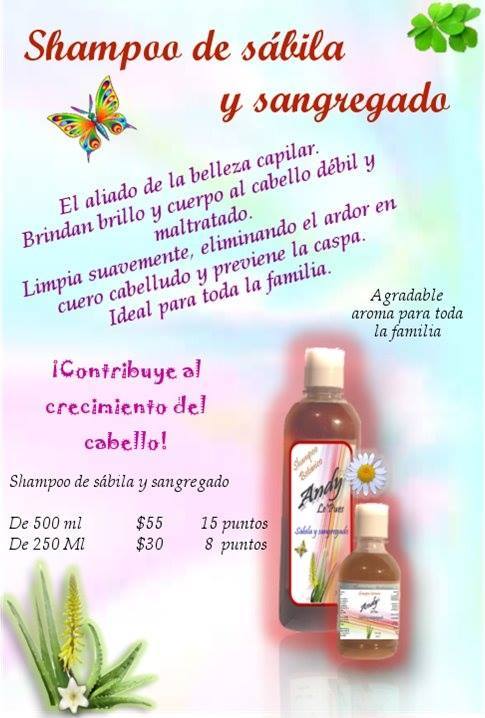 Shampoo de sábila y sangregado&nbsp;